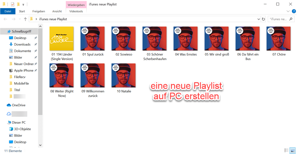 Eine neue iTunes Playlist auf PC erstellen