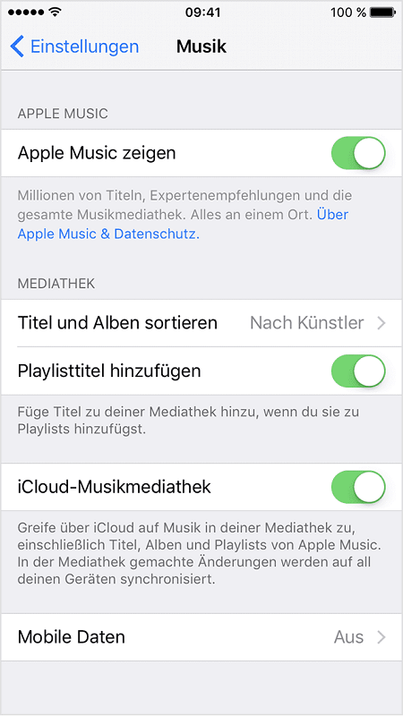 iCloud Musikmediathek iPhone aktivieren