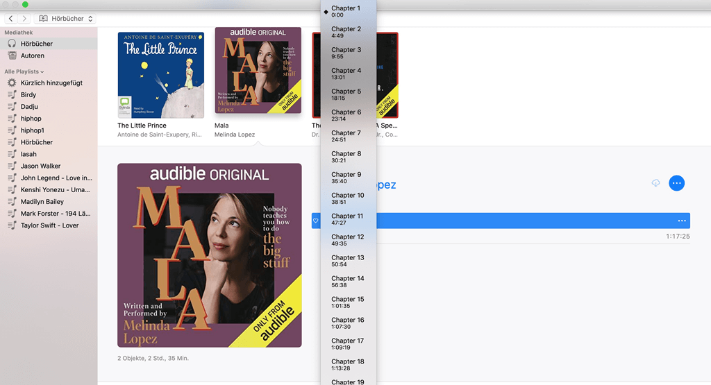 iTunes Hörbuch Kapitel anzeigen