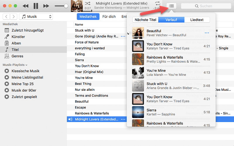 Mac iTunes Wiedergabeverlauf anzeigen