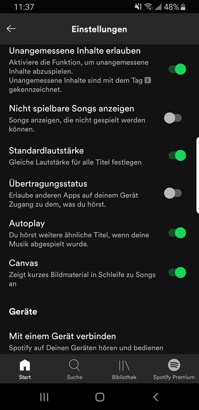 Android Spotify Autoplay deaktivieren