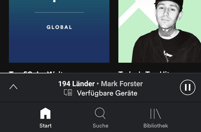 Spotify Start Oberfläche