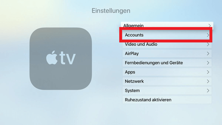 Apple TV-Accounts einstellen