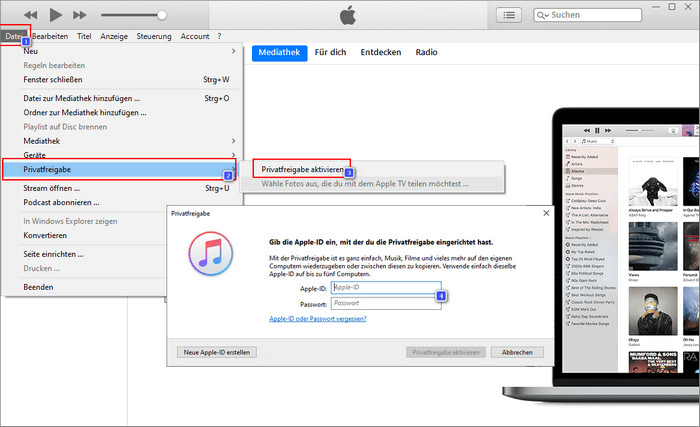 iTunes Privatfreigabe aktivieren