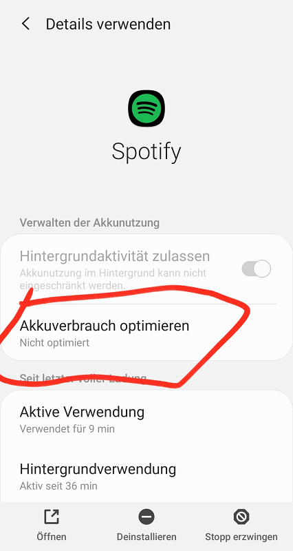 Spotify Akkuverbrauch optimieren deaktivieren