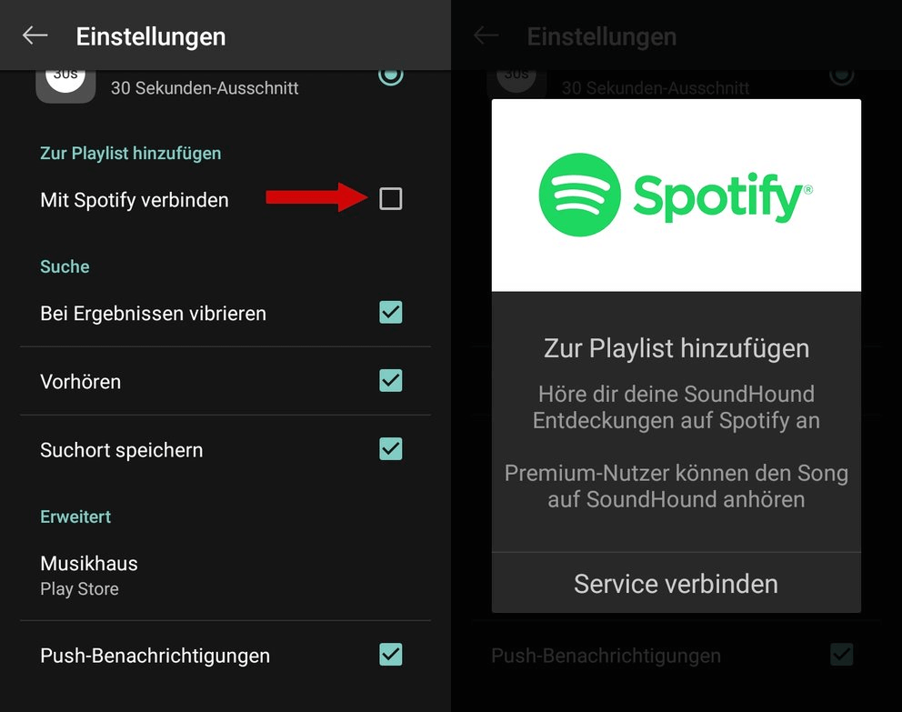 Spotify mit SoundHound verbinden