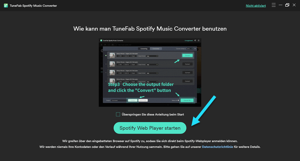 Spotify Web Player starten