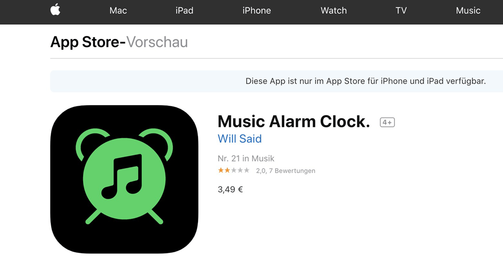 Music Alarm Clock auf iPhone