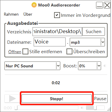 Moo0 Audiorecorder stoppen