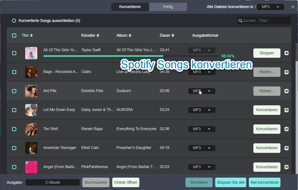 Spotify Music Converter Songs umwandeln